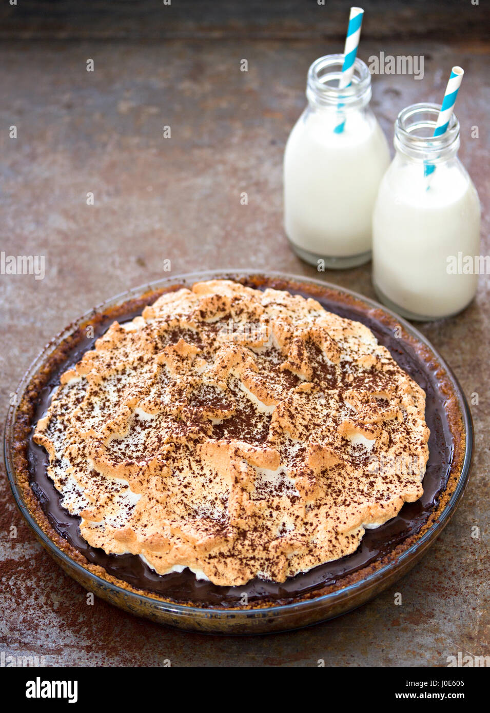 Tarte au chocolat au cacao Banque D'Images