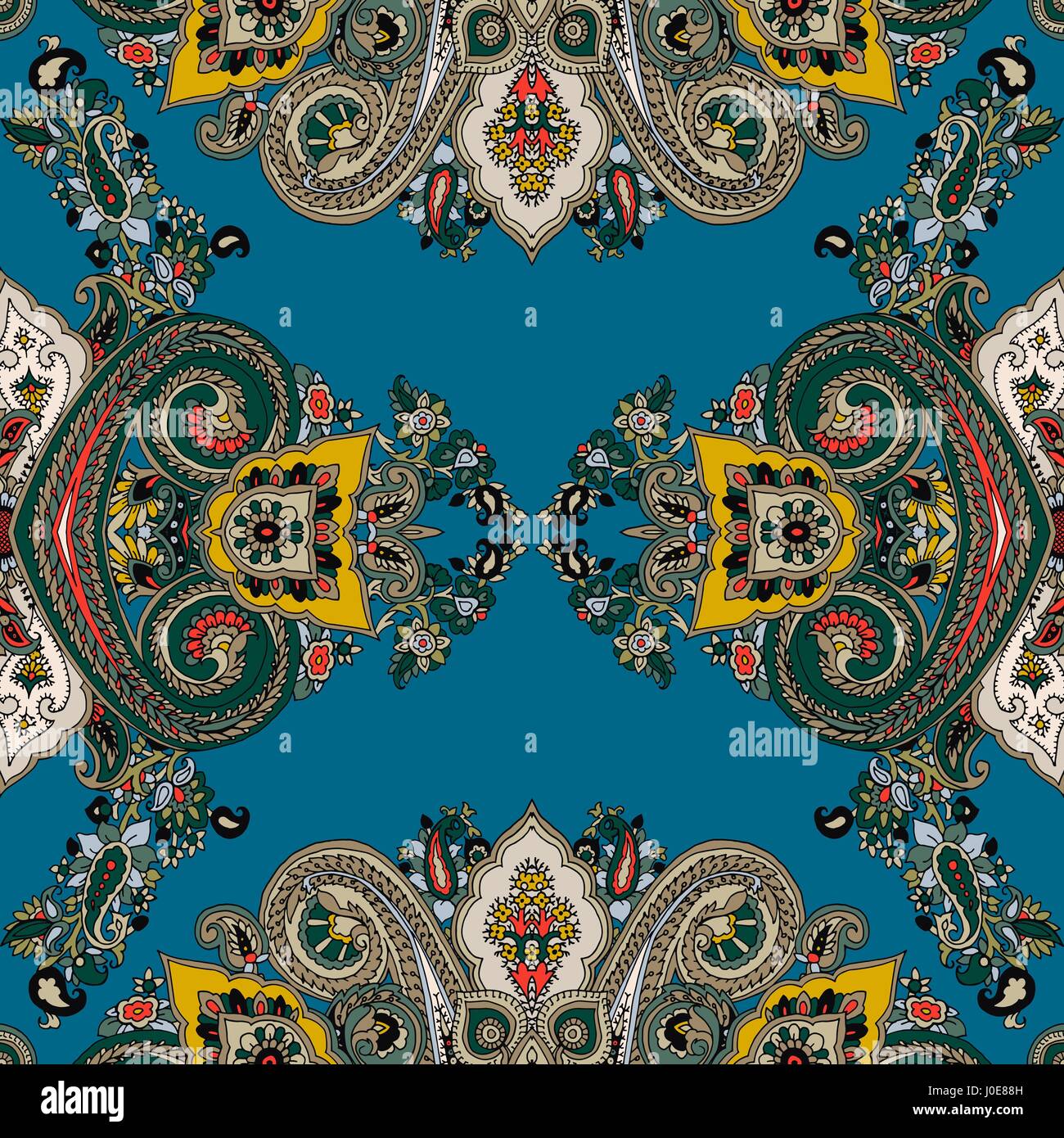 Résumé transparente motif paisley kaléidoscope géométrique. Parure ethnique orientale traditionnelle, sur fond d'essence. Le design textile. Illustration de Vecteur