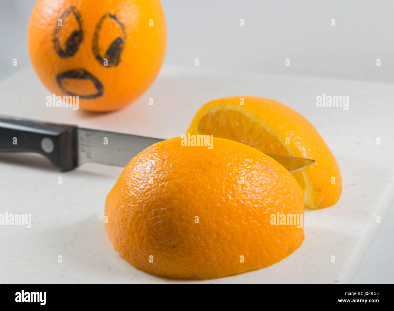 L'horreur ! Drôle de fruits orange Banque D'Images