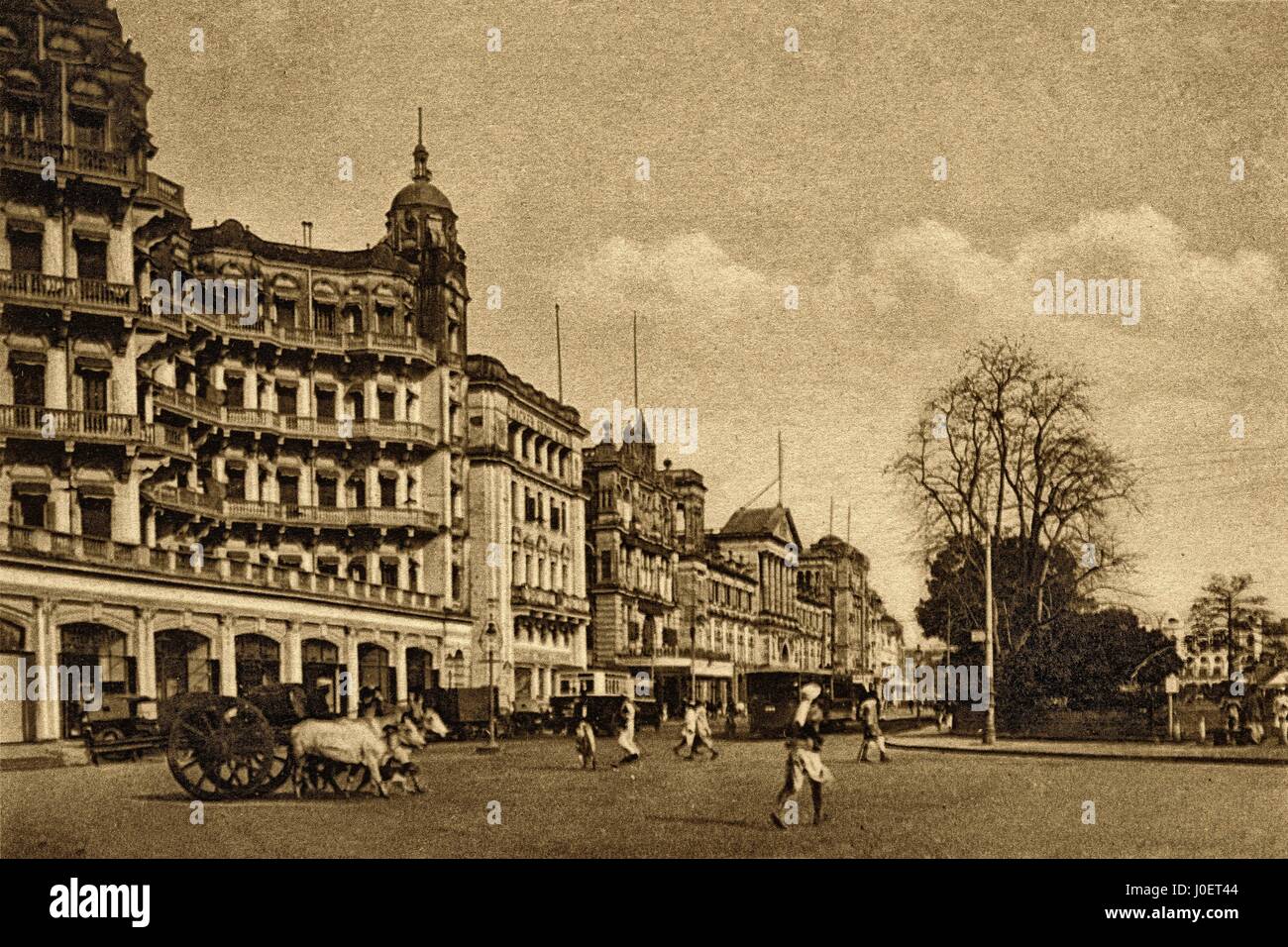 Vintage 1900s photo du bâtiment de l'esplanade, Kolkata, Bengale occidental, Inde, Asie Banque D'Images