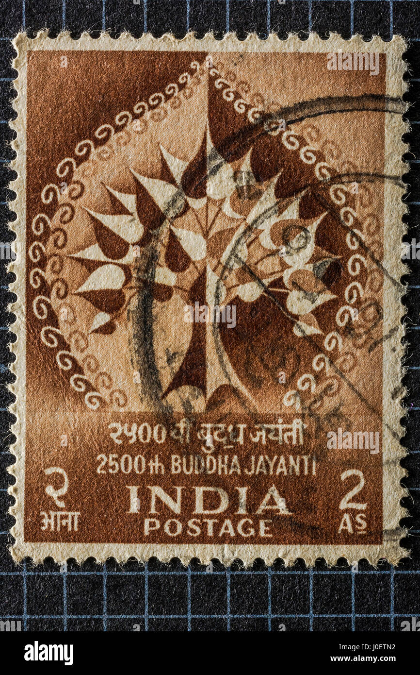 Bouddha Jayanti, timbres, Inde, Asie Banque D'Images