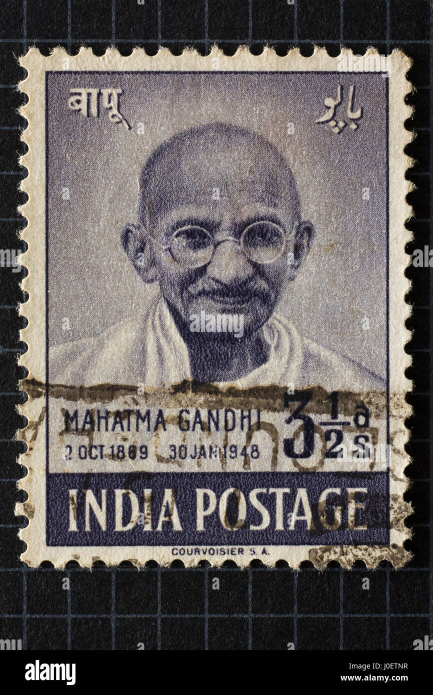 Mahatma Gandhi, des timbres, de l'Inde, l'Asie Banque D'Images