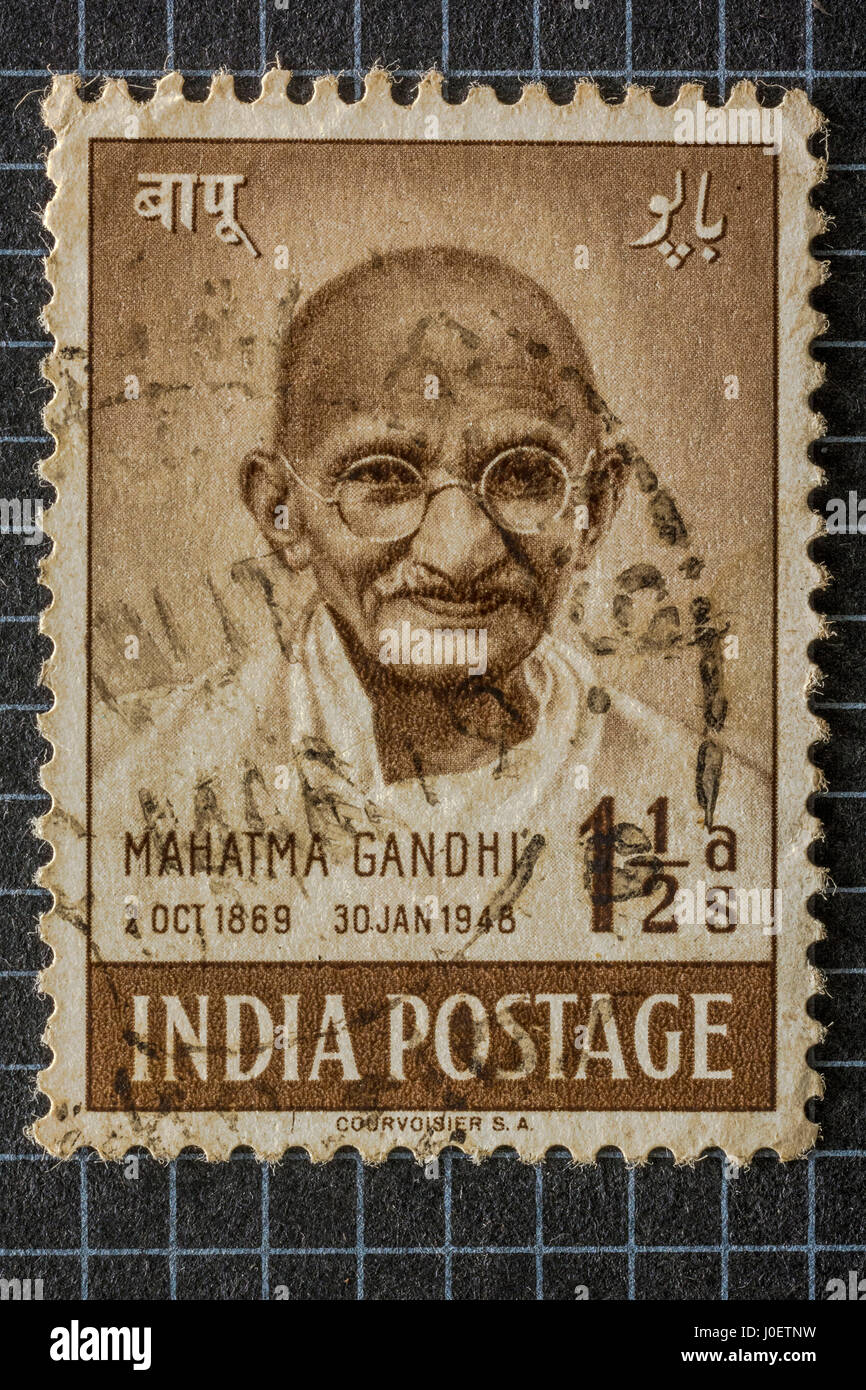 Mahatma Gandhi, des timbres, de l'Inde, l'Asie Banque D'Images