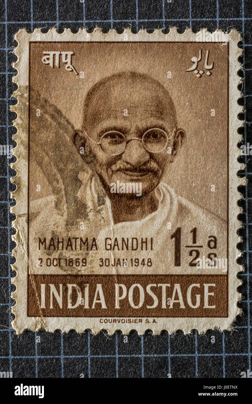 Mahatma Gandhi, des timbres, de l'Inde, l'Asie Banque D'Images
