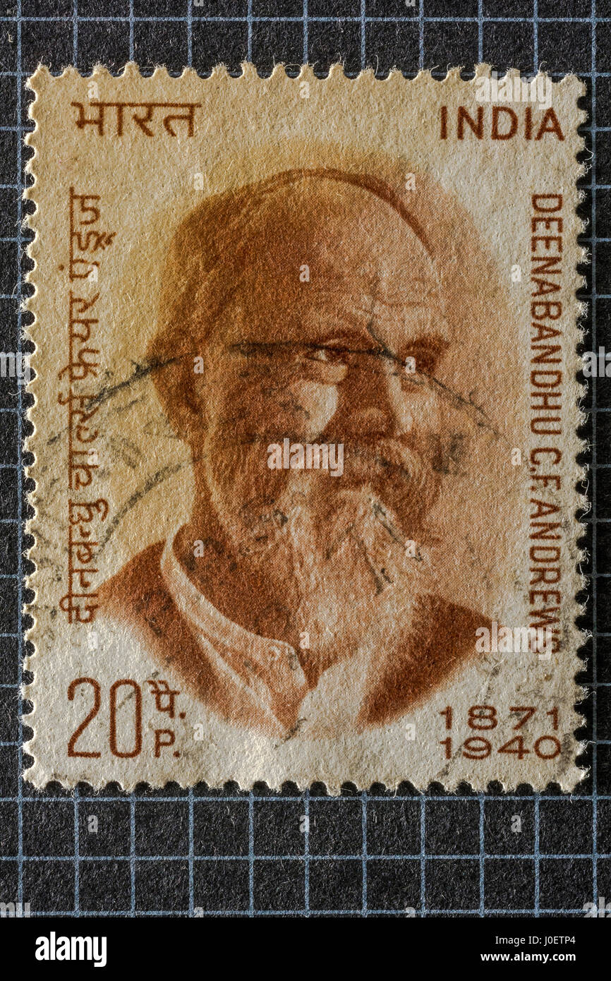 Œuvre à Deenabandhu c f Andrews, timbres, Inde, Asie Banque D'Images
