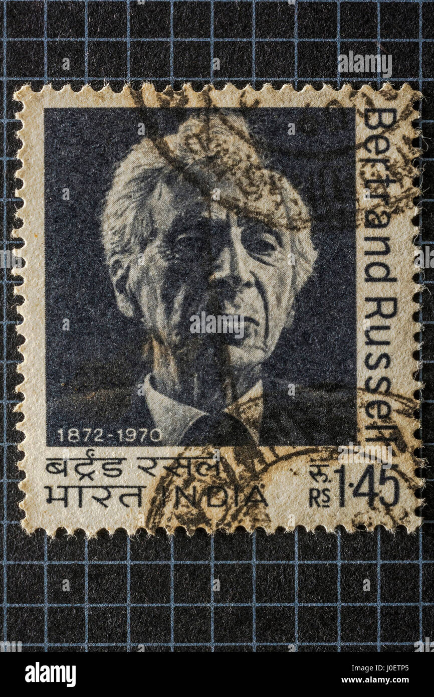 Bertrand Russell, des timbres, de l'Inde, l'Asie Banque D'Images