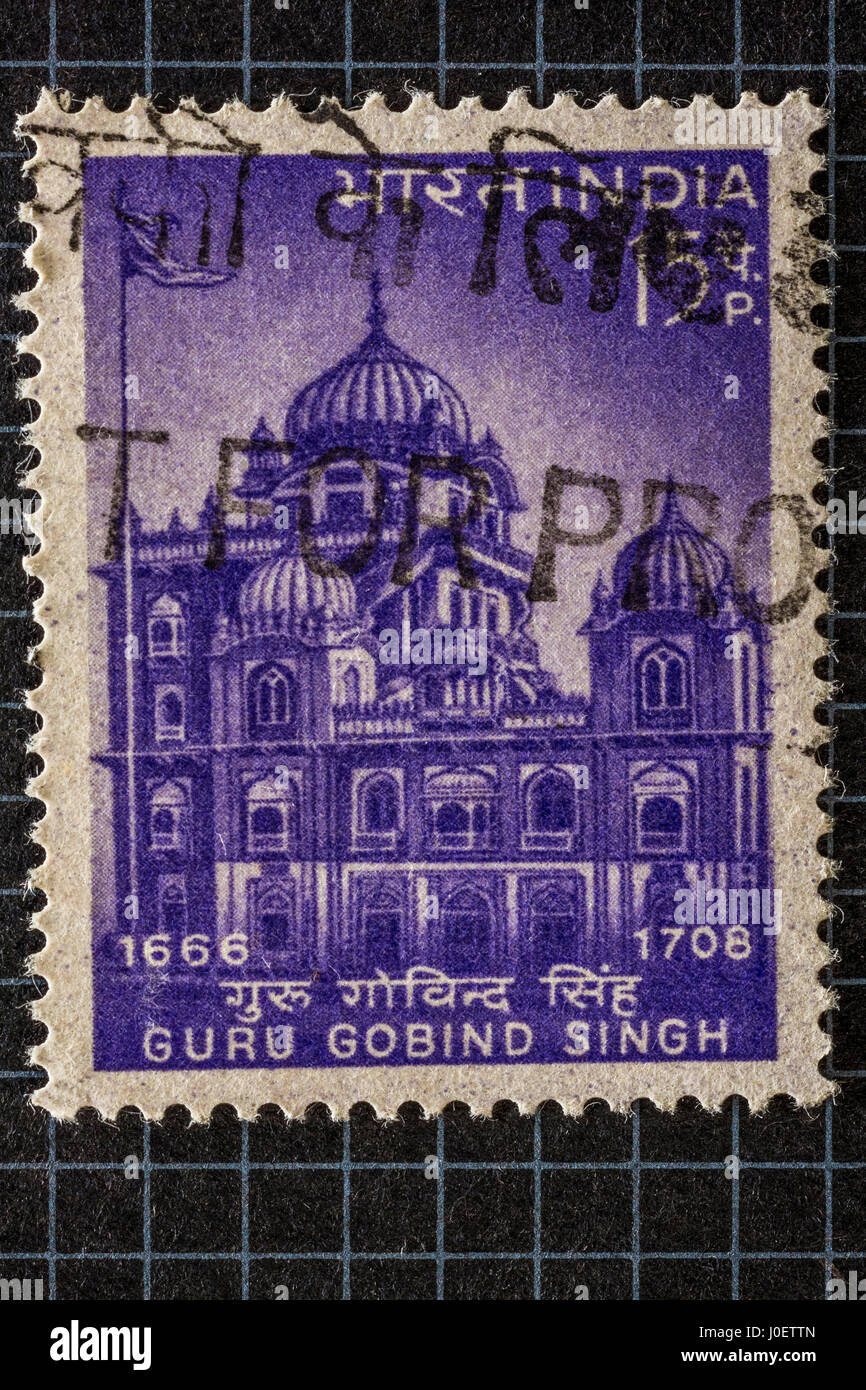Guru Gobind Singh, des timbres, de l'Inde, l'Asie Banque D'Images