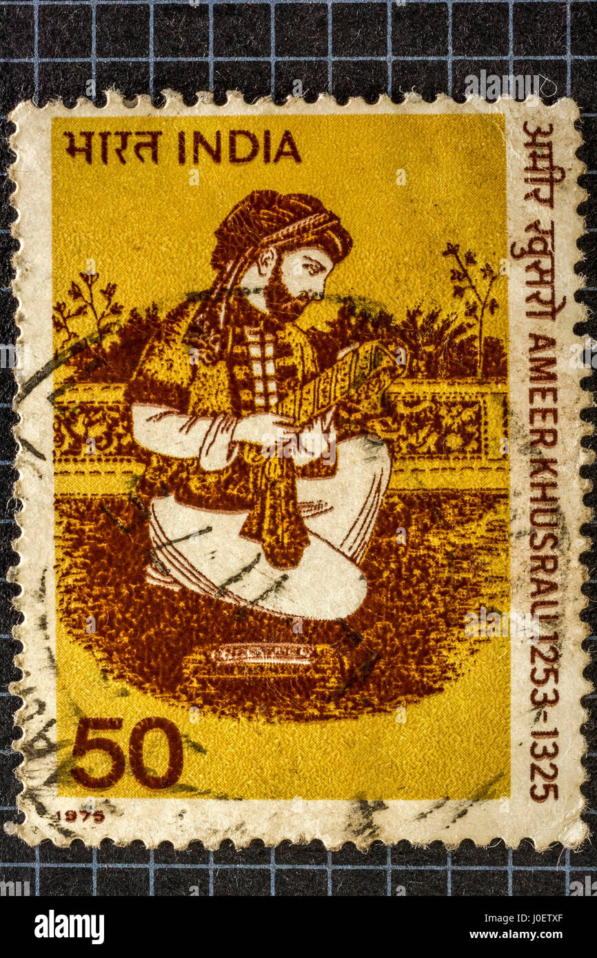 Ameer Khusrau, timbre-poste, Inde Banque D'Images