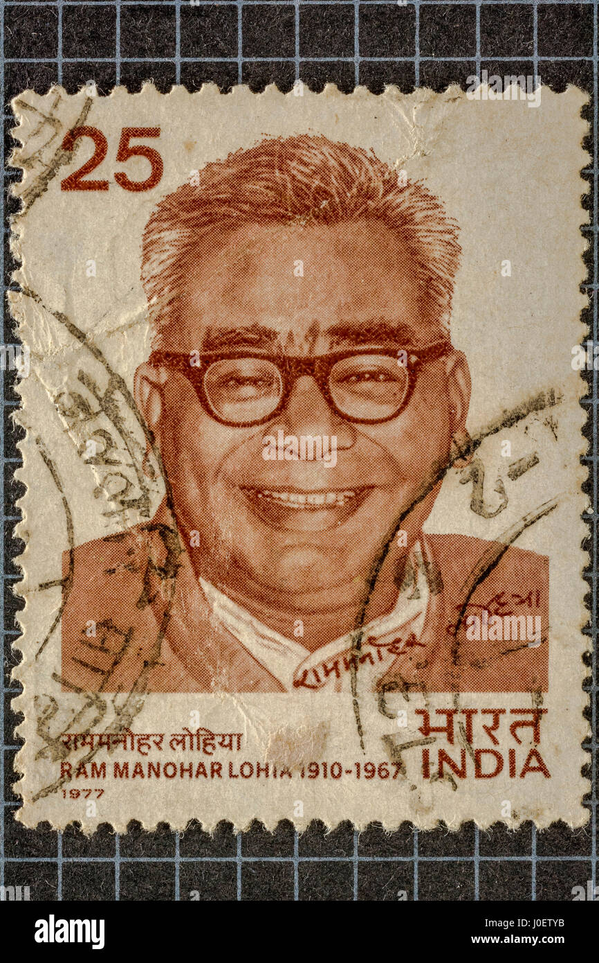 RAM Manohar Lohia, timbre-poste, Inde, Asie Banque D'Images