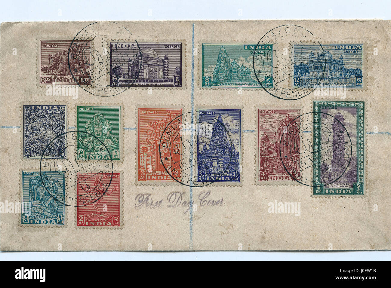 Enveloppe premier jour de timbres-poste, de l'Inde, l'Asie Banque D'Images