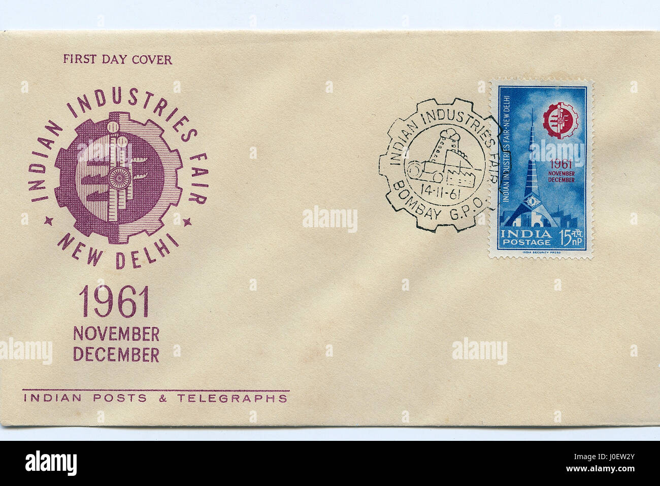 Enveloppe premier jour de foire industrielle, Delhi, Inde, Asie Banque D'Images