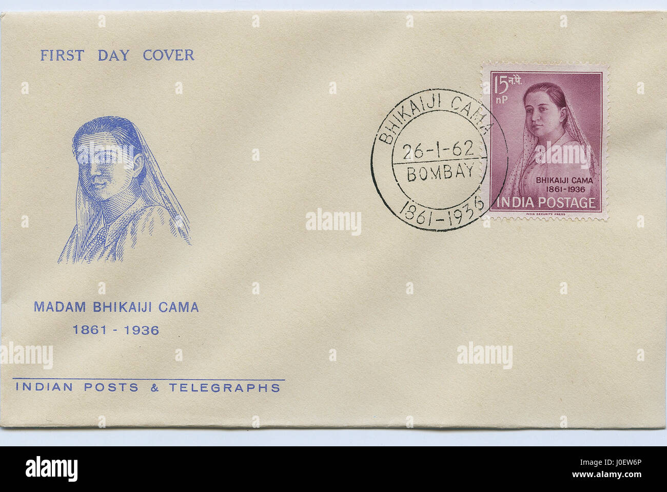 Enveloppe premier jour de madame bhikaiji cama, Inde, Asie Banque D'Images