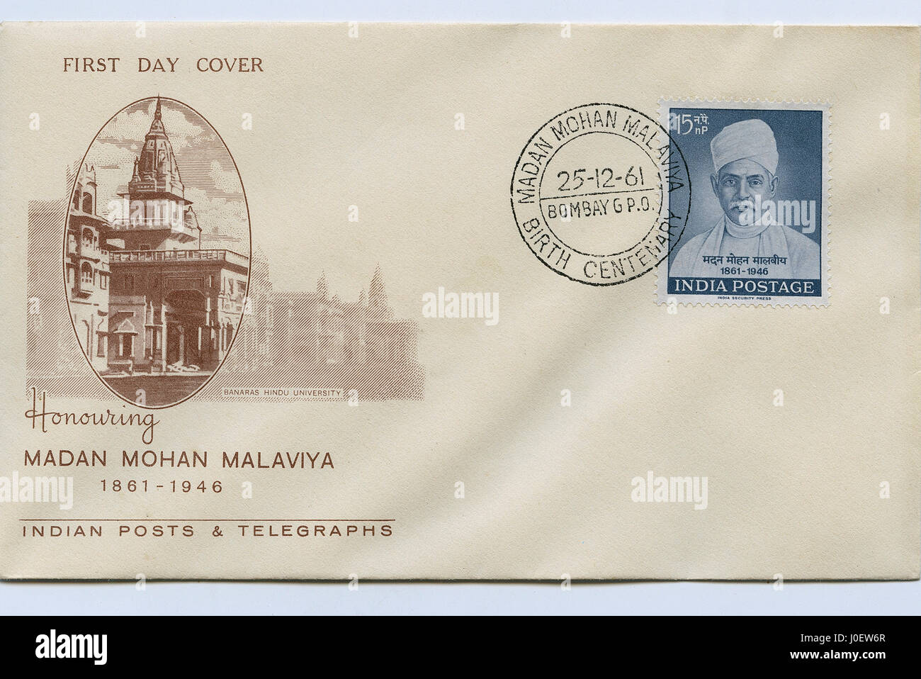 Enveloppe premier jour de Madan Mohan malaviya, Inde, Asie Banque D'Images