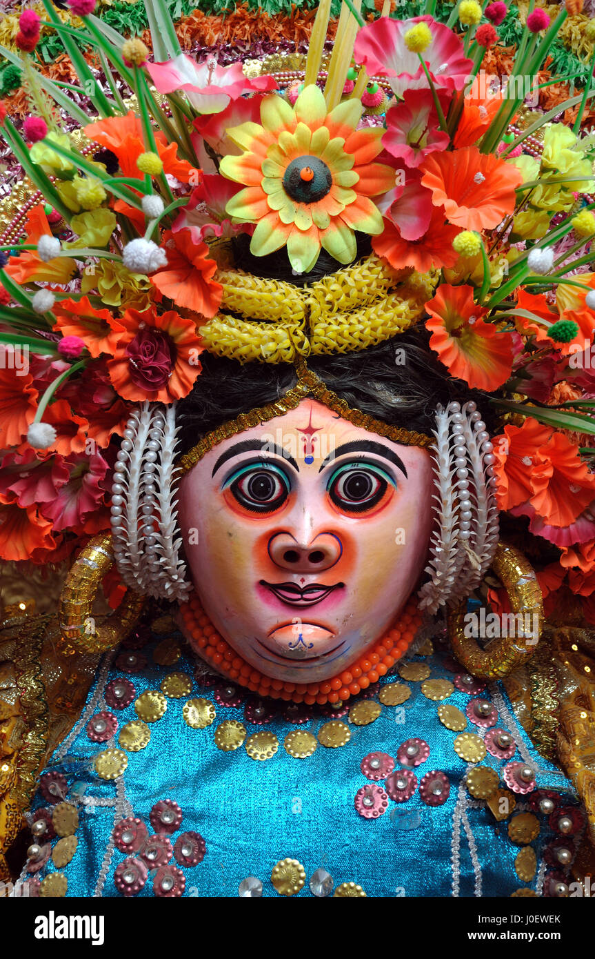 Masque de Chhau, Kolkata, Bengale occidental, Inde, Asie Banque D'Images