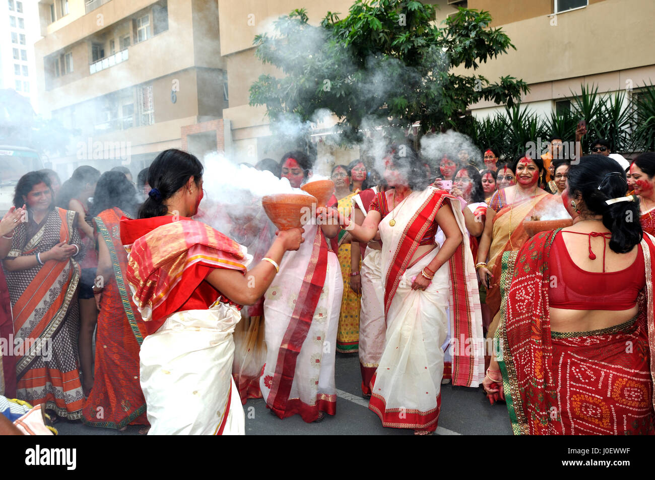 La Déesse Durga immersion, Kolkata, Bengale occidental, Inde, Asie Banque D'Images