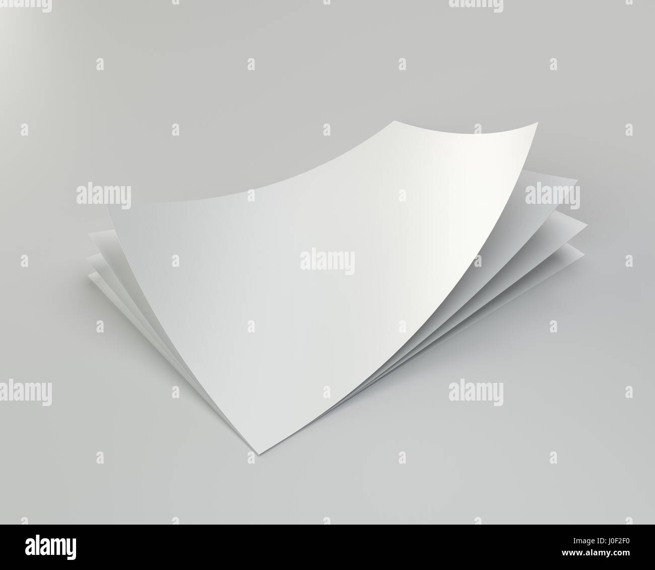 Blanche vide la pile de feuilles de papier A4 avec un angle dévié. Le rendu 3D Banque D'Images