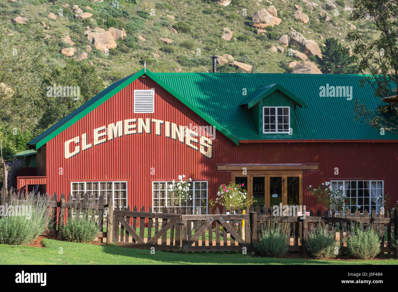 Restaurant et Bar les clémentines, Corner Van Zyl & Church Street, Clarens Banque D'Images