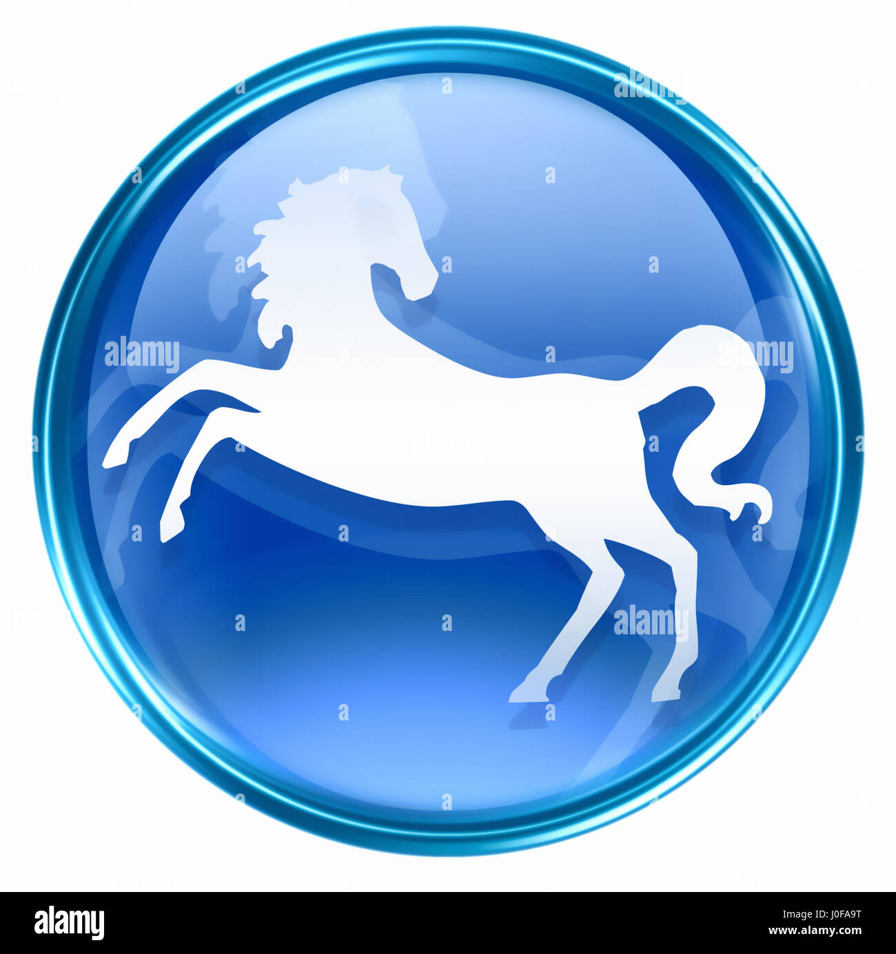 L'icône Zodiac bleu, isolé sur fond blanc. Banque D'Images