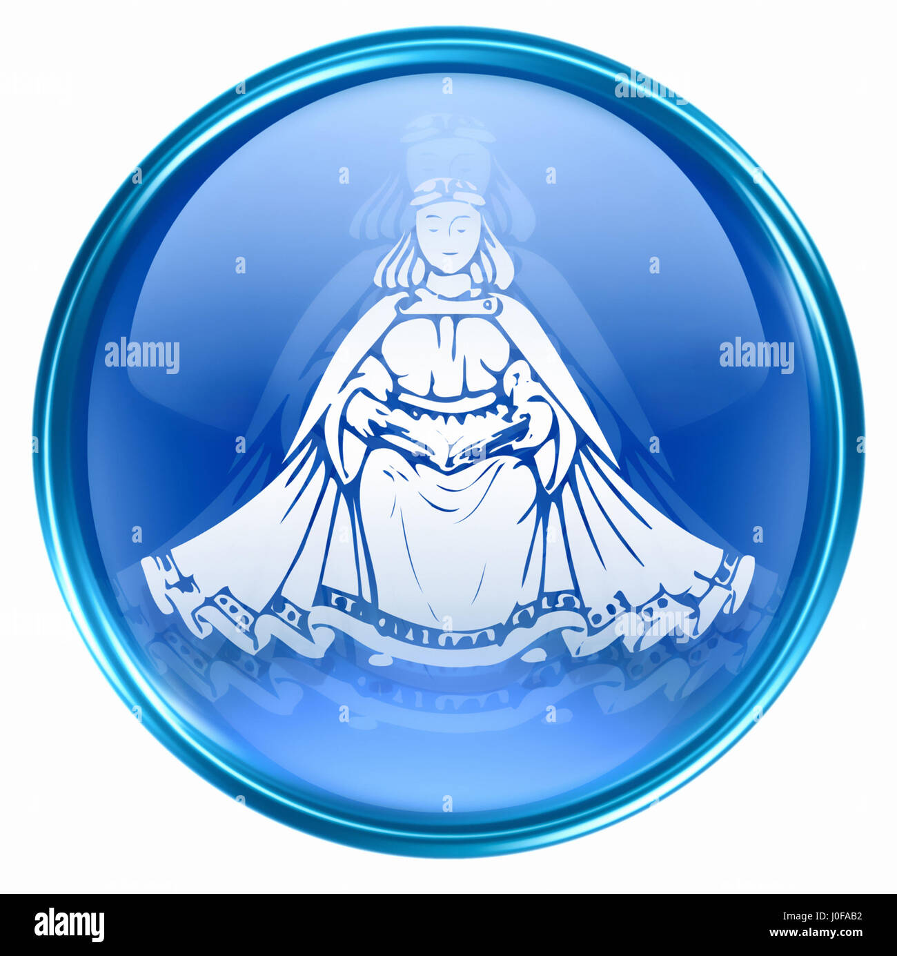 Zodiaque vierge, l'icône du bouton isolé sur fond blanc. Banque D'Images