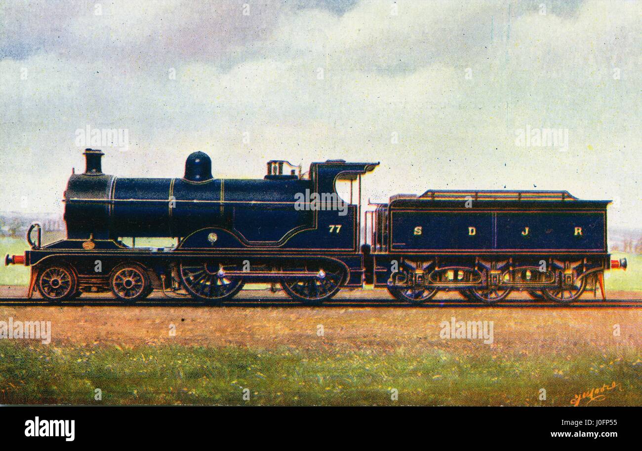 Pas de locomotive 77 : 4-4-0 moteur Express Banque D'Images