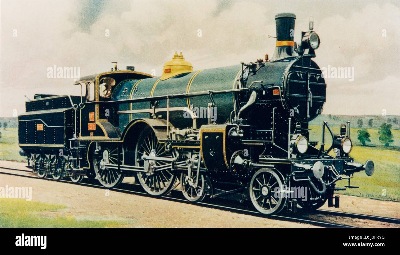 L'Autriche impériale et royale de fer d'État, 2 locomotive Express composé de cylindre, système Golschorf Banque D'Images