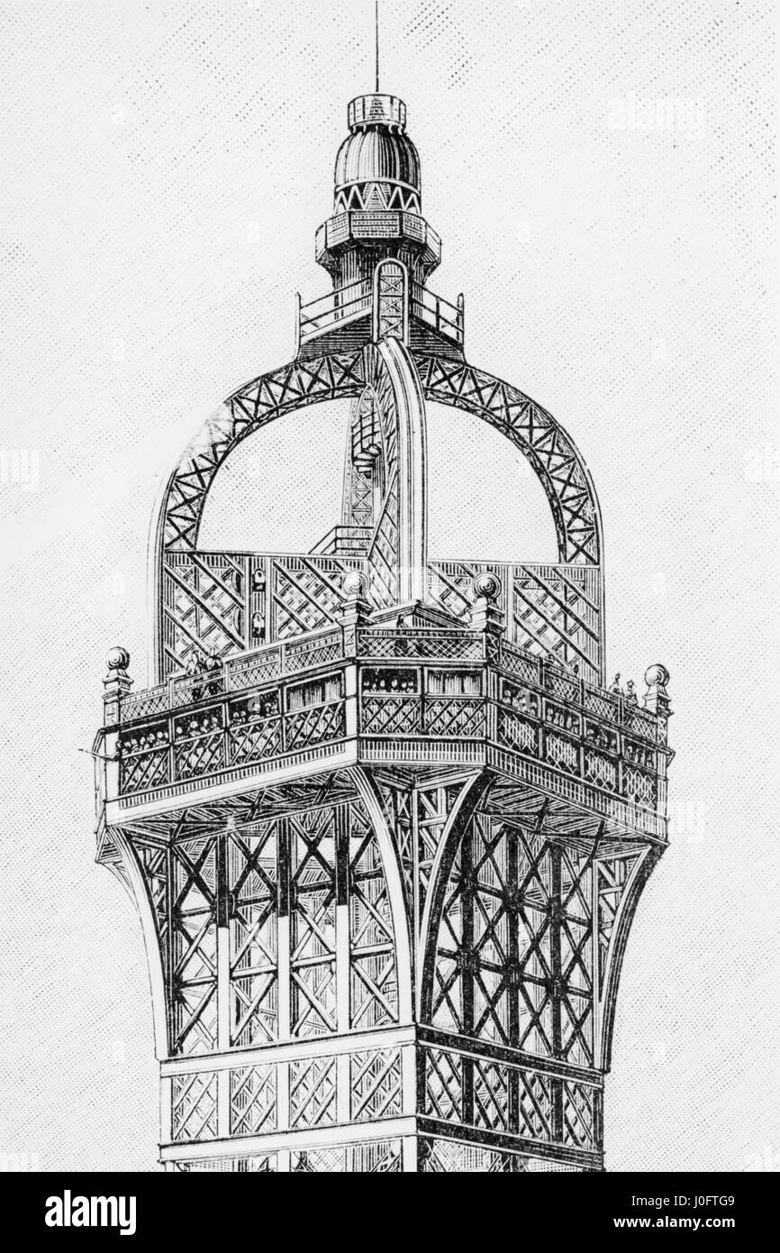La Tour Eiffel, vue du haut Banque D'Images