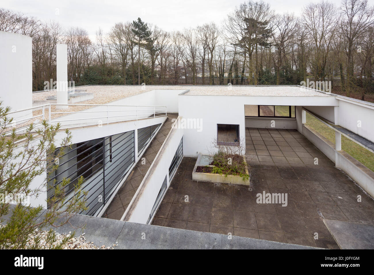 Villa Savoye à Poissy, France, architecture moderniste de l'icône Le Corbusier Banque D'Images
