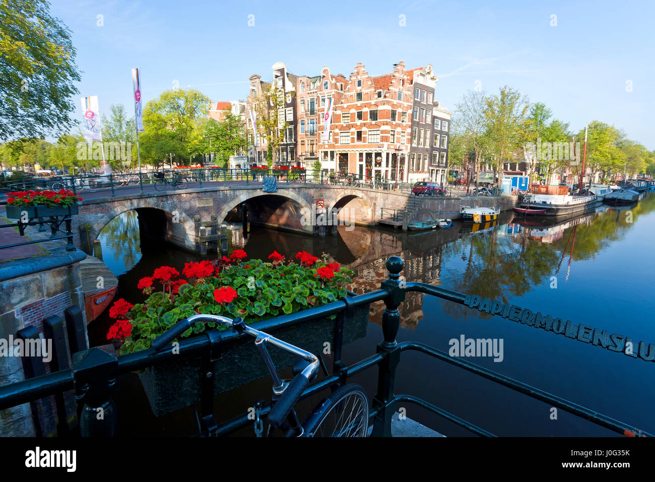 Canal, Amsterdam, Pays-Bas, Holland Banque D'Images