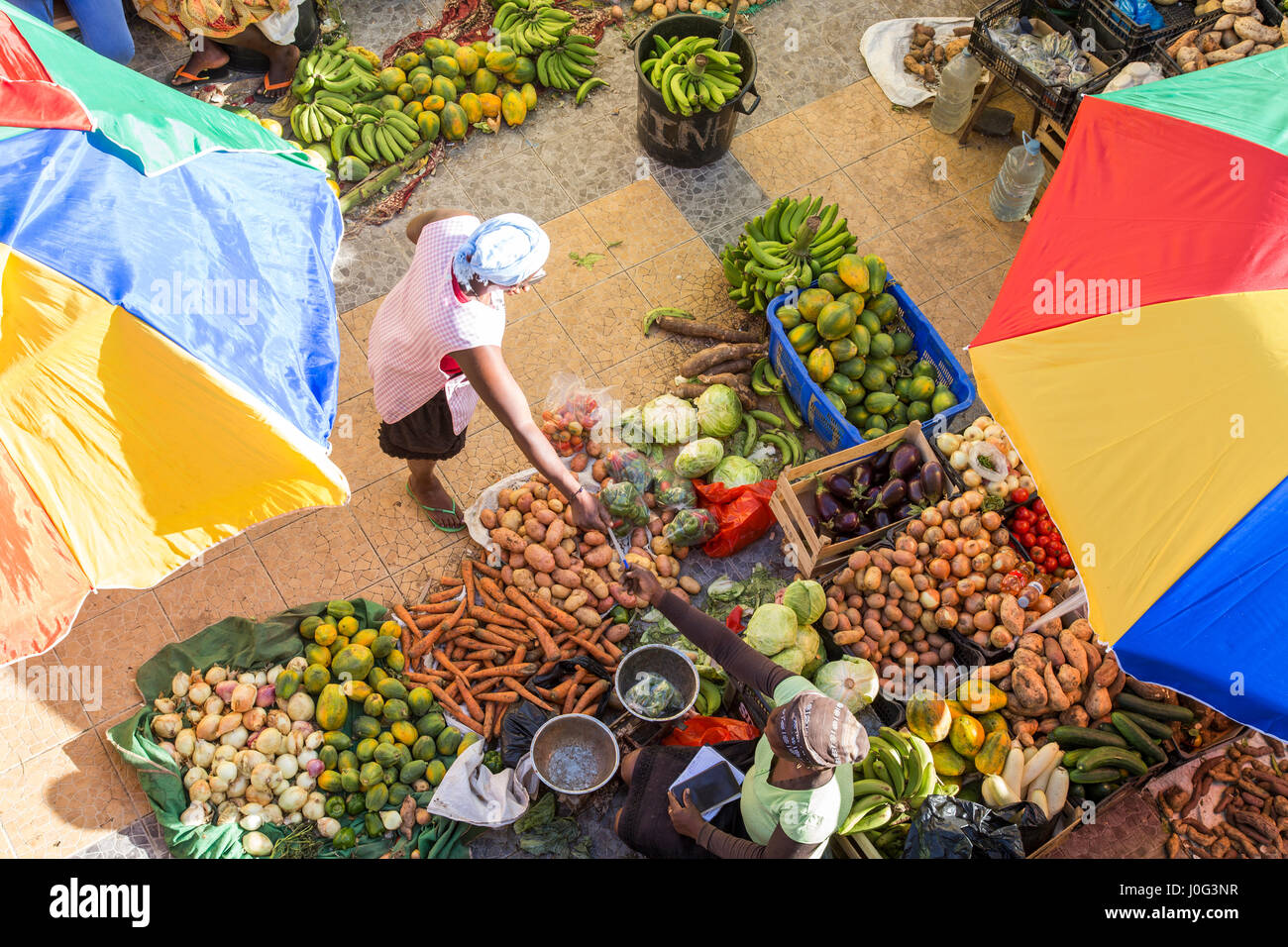 Marché Africain, Assomada, l'île de Santiago, Cap-Vert Banque D'Images