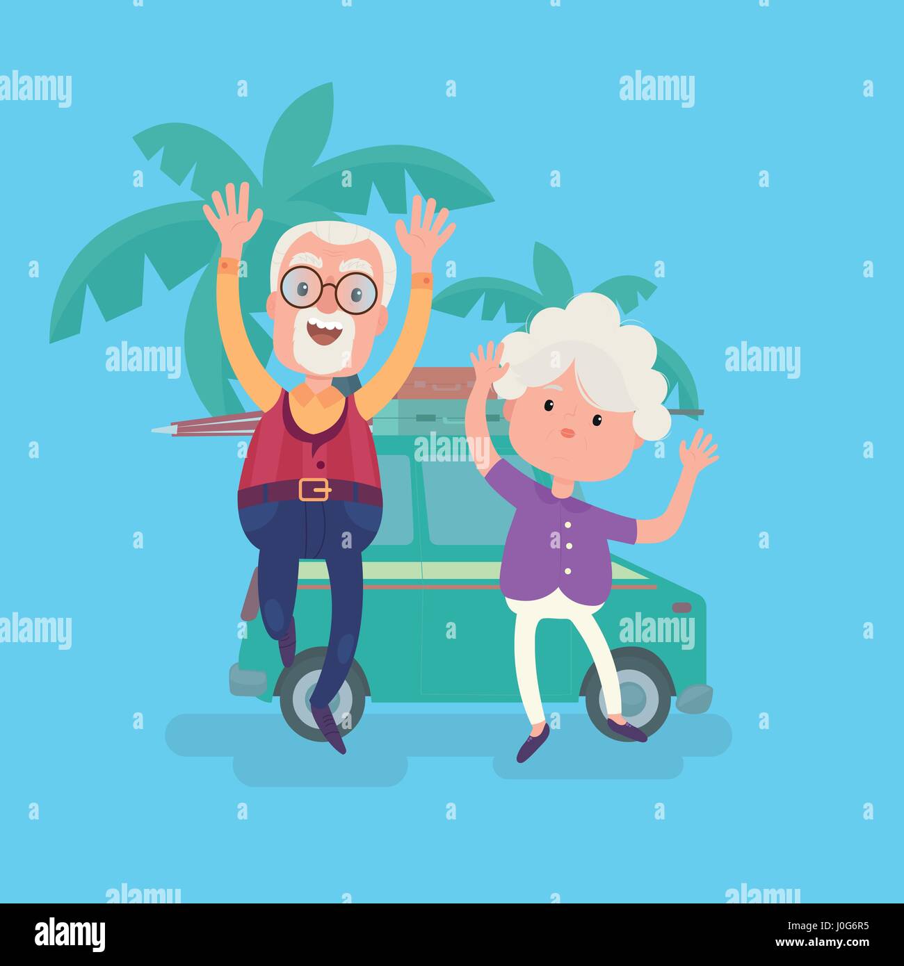 Drôle de couple heureux grands-parents en vacances Image Vectorielle ...