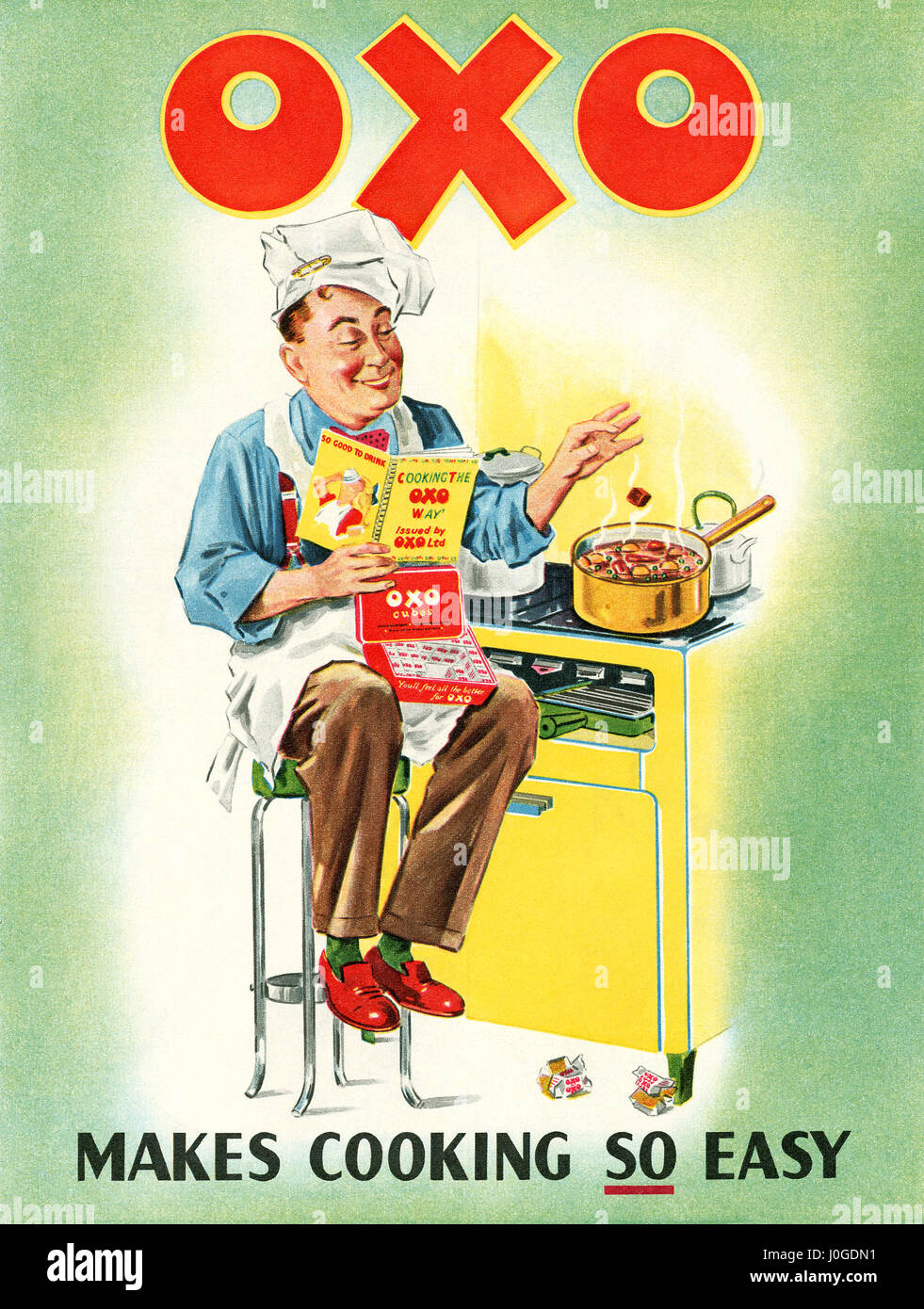 1952 La publicité pour Oxo Cubes. Banque D'Images