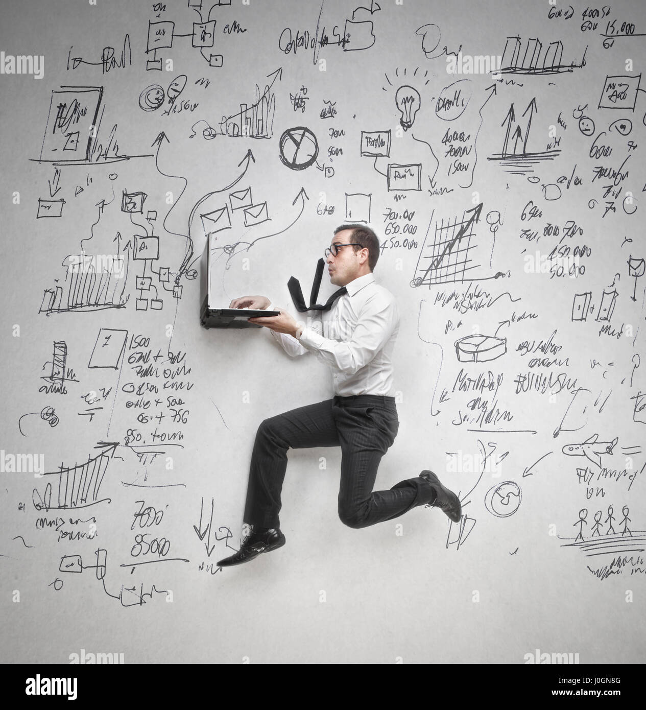 Businessman working with laptop Banque D'Images