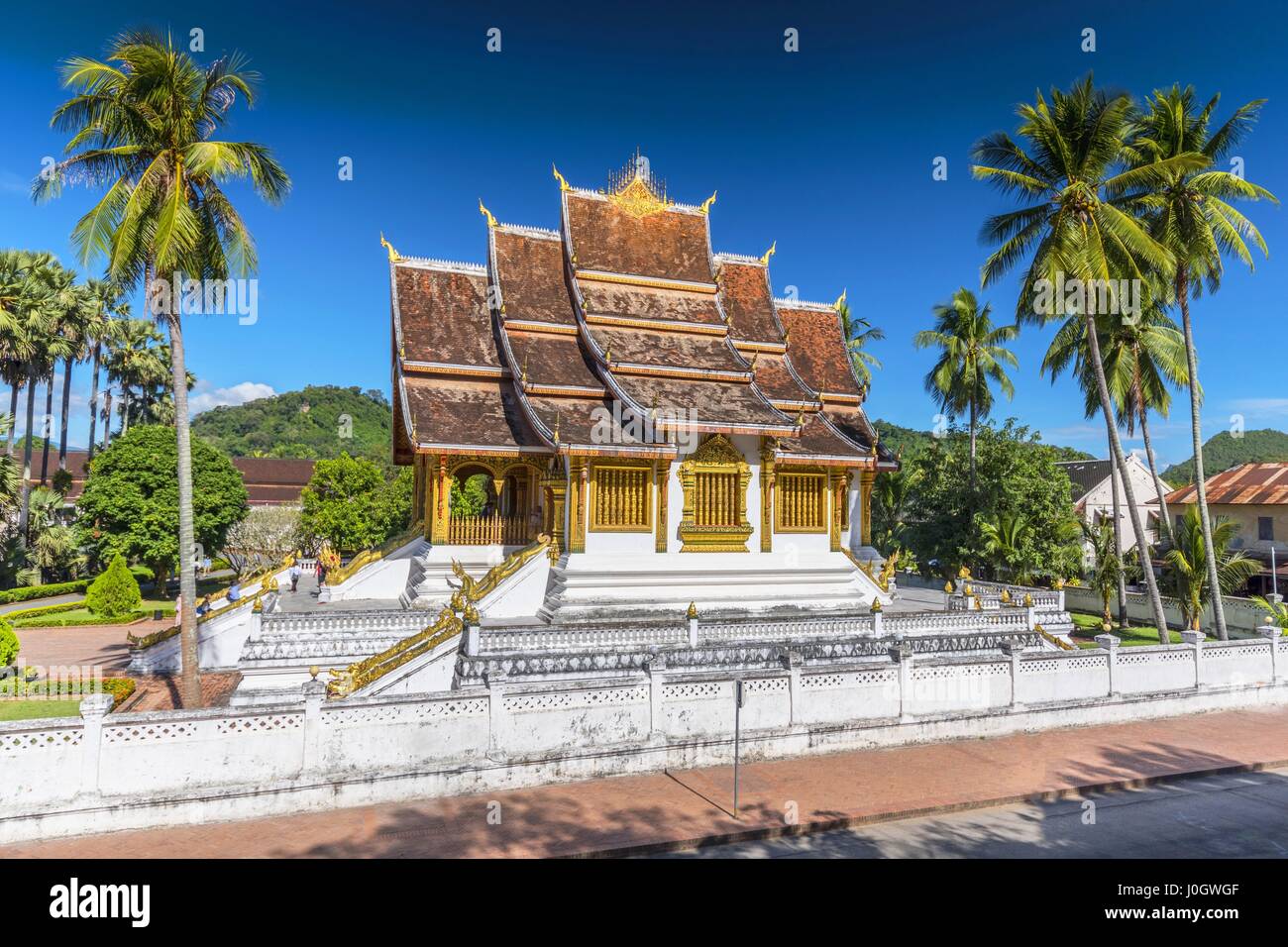 Vue horizontale du Palais Royal ou Haw Kham à Luang Prabang au Laos. Banque D'Images