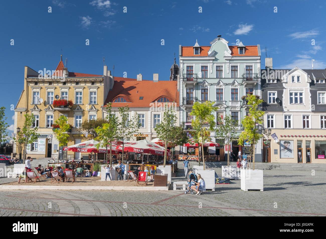 Place du marché à Gniezno, Pologne Wielkopolska province. Banque D'Images