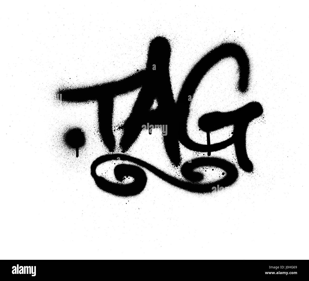 Tag graffiti pulvérisés avec fuite dans le noir sur blanc Illustration de Vecteur