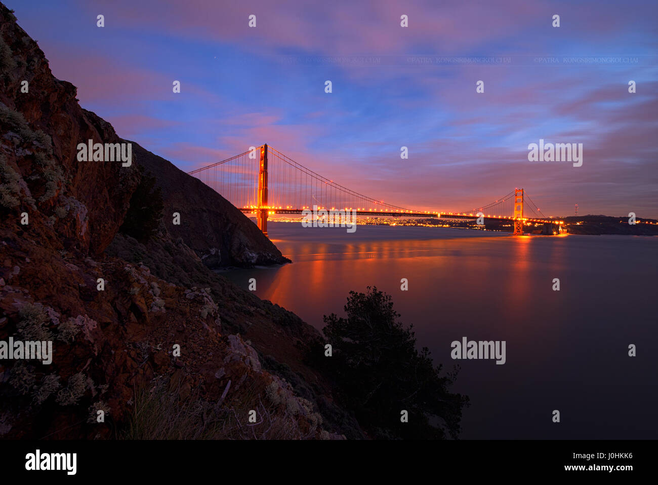 Golden Gate Bridge, San Francisco Skyline, le centre-ville de San Francisco, Californie, USA Banque D'Images