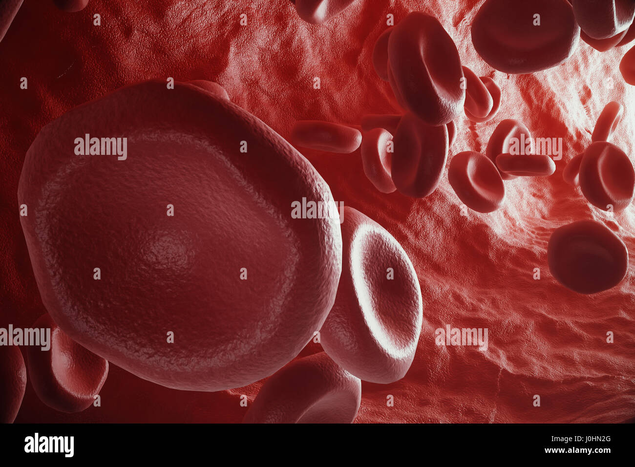 Dans les cellules rouges du sang, de l'artère à l'intérieur du corps, les soins de santé médical concept, 3D Rendering Banque D'Images