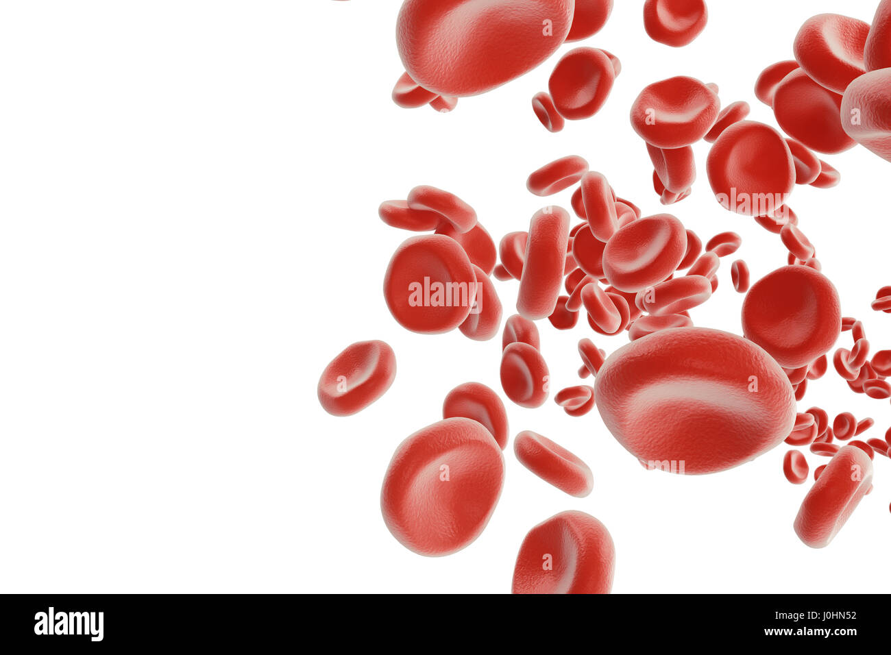 Les globules rouges en veine ou artère, à l'intérieur à l'intérieur d'un organisme vivant, rendu 3D isolé sur fond blanc Banque D'Images