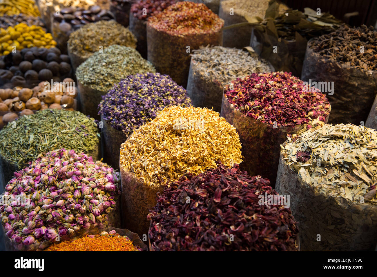 La Dubai souk aux épices, dans l'Al Ras localité, DUBAÏ, ÉMIRATS ARABES UNIS Banque D'Images