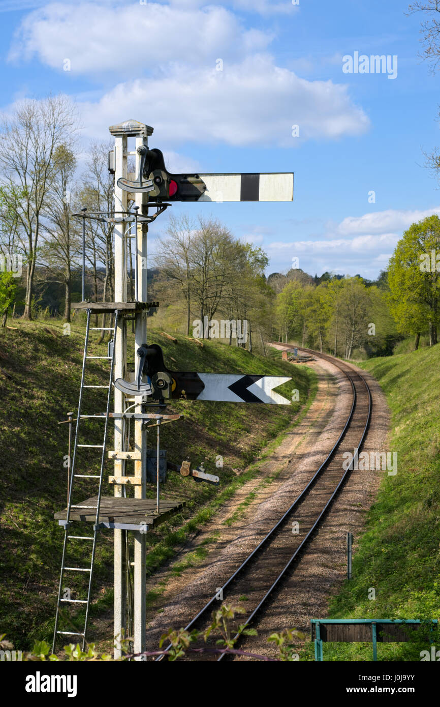 Les signaux sur la ligne Bluebell Banque D'Images