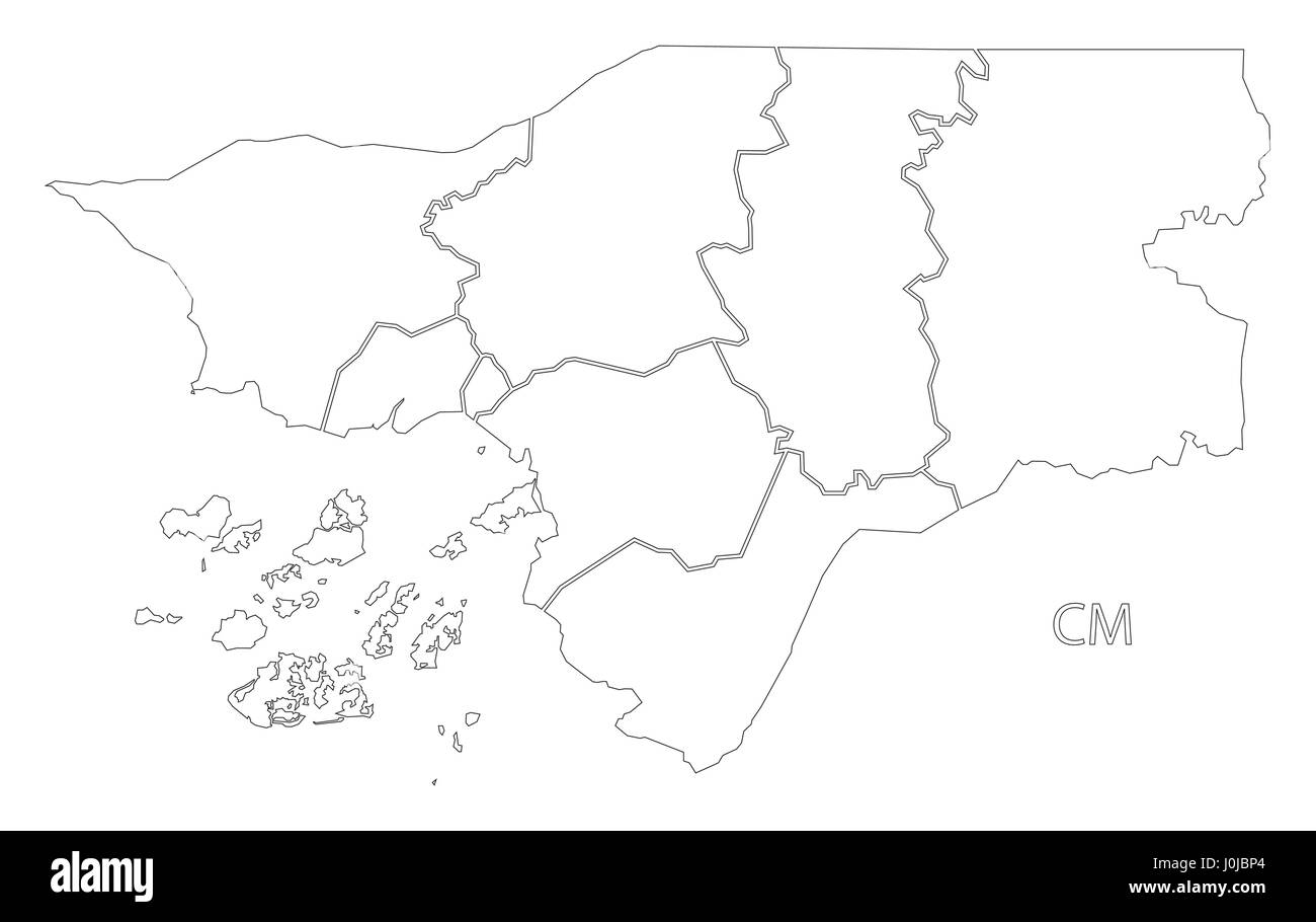 Guinée Bissau silhouette contour map illustration avec les régions Illustration de Vecteur