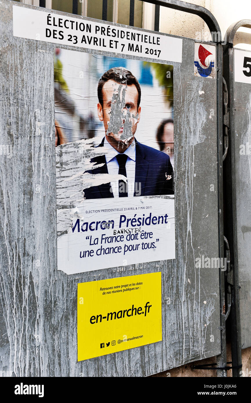 Affiches politiques des élections présidentielles françaises 2017, Paris, France Banque D'Images