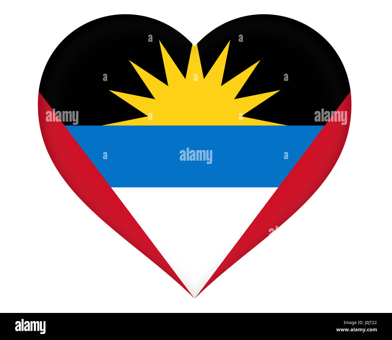 Illustration du pavillon d'Antigua et Barbuda en forme de coeur Banque D'Images