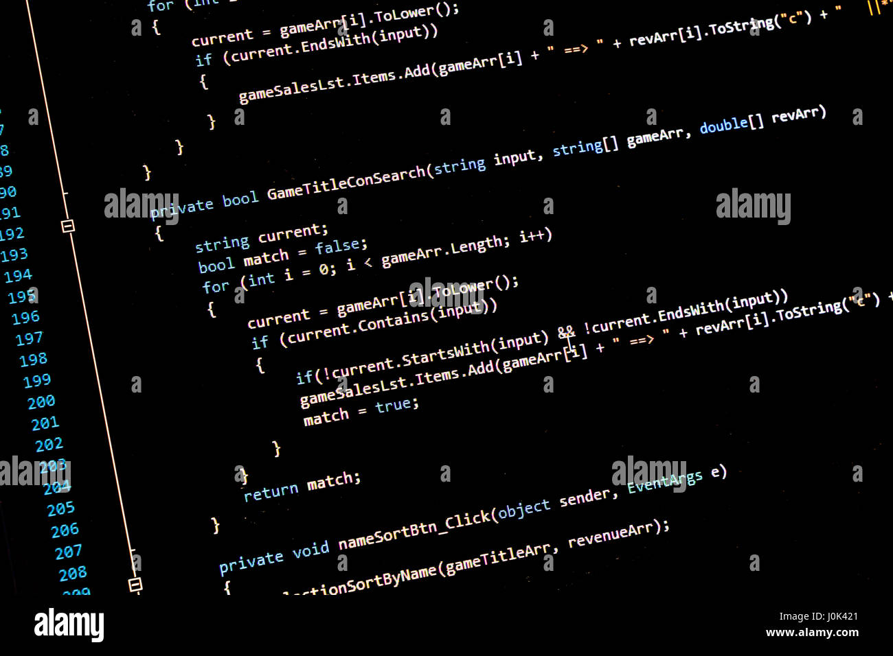 Gros plan de code informatique complexe Banque D'Images