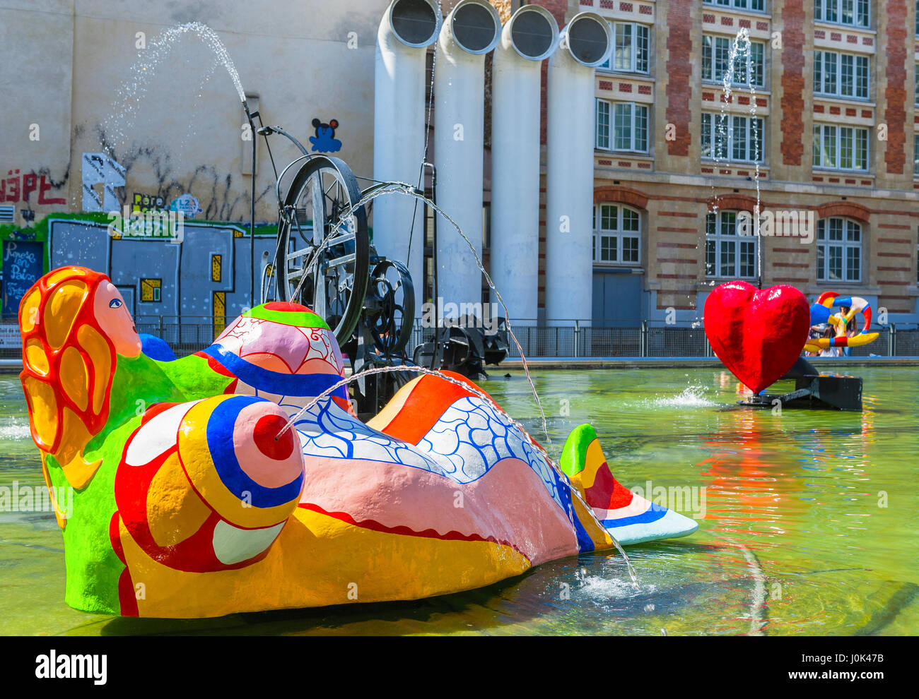 Fontaine artistique du centre George Pompidou Banque D'Images