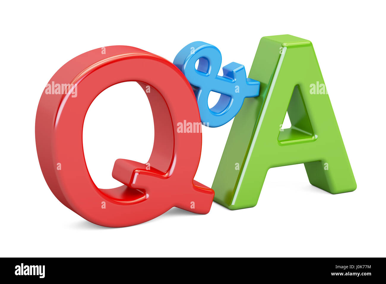 Q&A inscription colorés, rendu 3D isolé sur fond blanc Banque D'Images