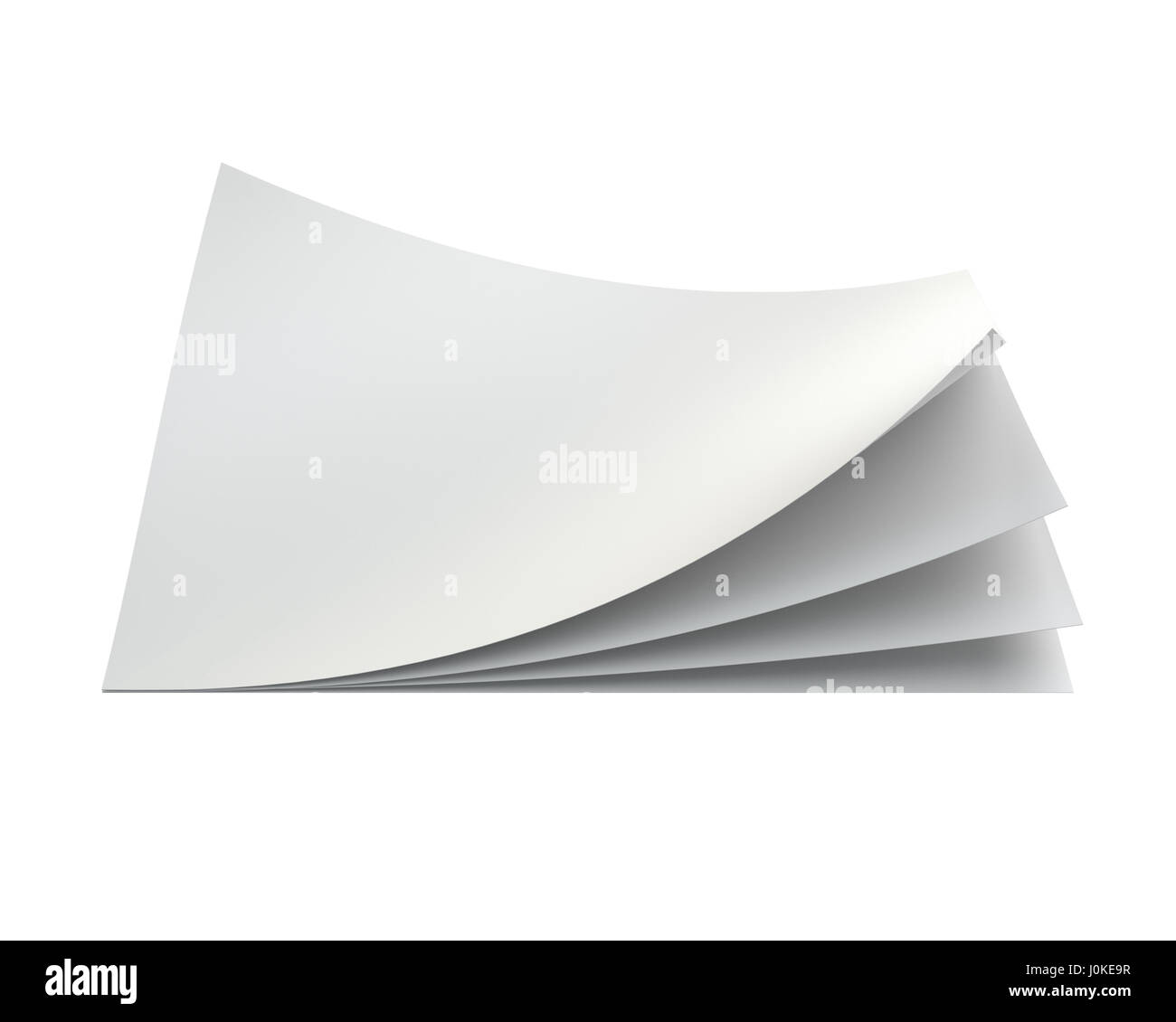 Pile de feuilles de papier vierge sur fond blanc. Le rendu 3D Banque D'Images