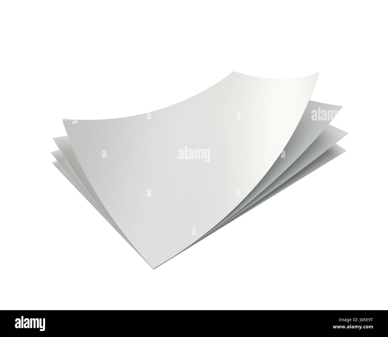 Blanche vide la pile de feuilles de papier A4 avec un angle dévié. Le rendu 3d. Banque D'Images