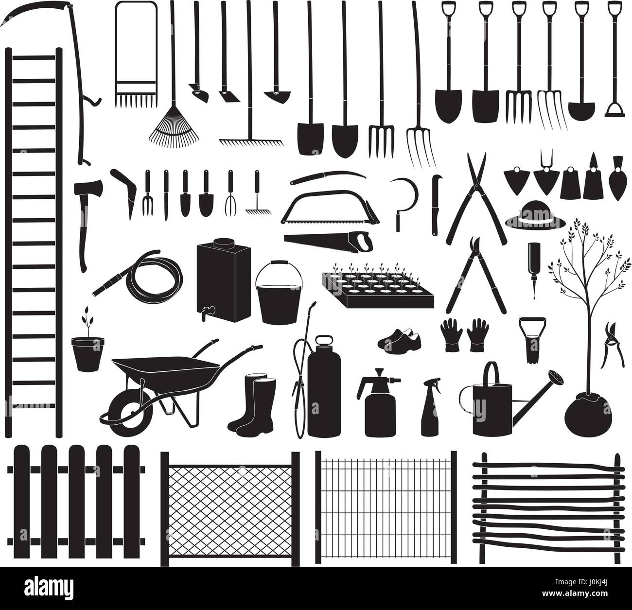 Divers outils pour définir l'icône agricole jardin. Vector Illustration Illustration de Vecteur