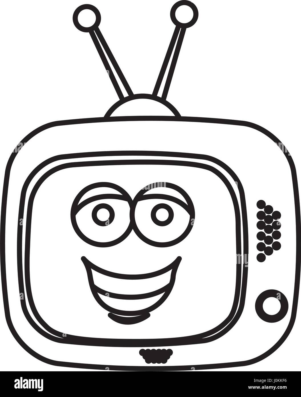 Silhouette d'un périphérique tv avec smile face à l'intérieur Illustration de Vecteur